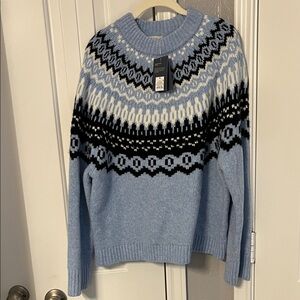 Women's Blue Fair Isle Patterned Sweater